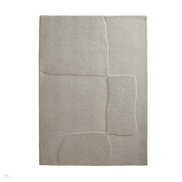 Sculptured Boulder Modern Plain Abstract Hand-Woven Carved 3D Effect Hi-Lo Wool Cream Rug-Origins-Rug Love - The Most Loved Rug Store